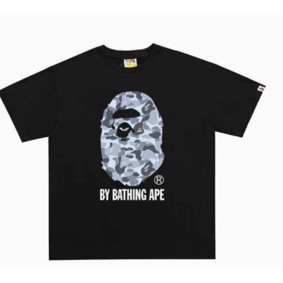 Black BAPE Grey Camo Ape Head T-Shirt
